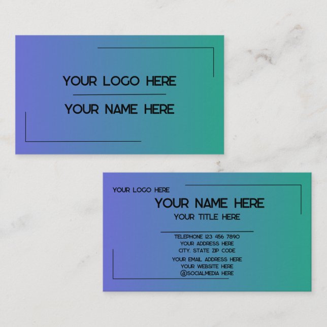 Custom Logo Name Minimalist Modern Professional Business Card (Front/Back)