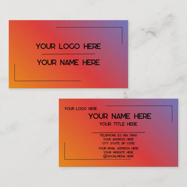 Custom Logo Name Minimalist Modern Professional Business Card (Front/Back)