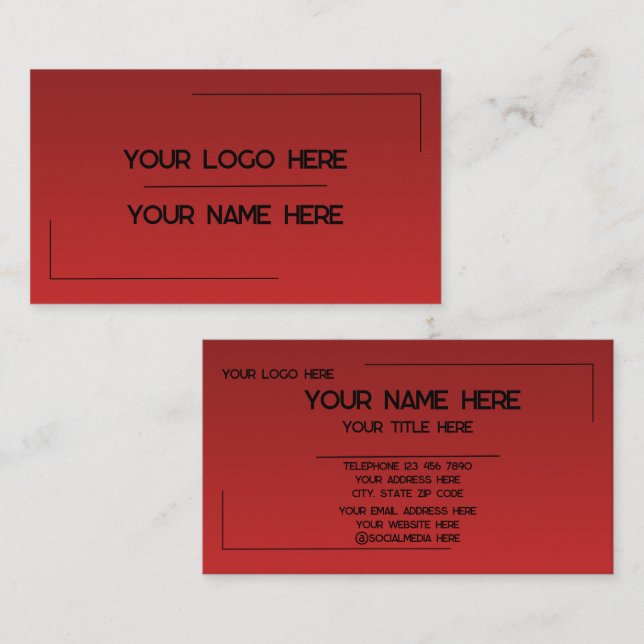 Custom Logo Name Minimalist Modern Professional Business Card (Front/Back)