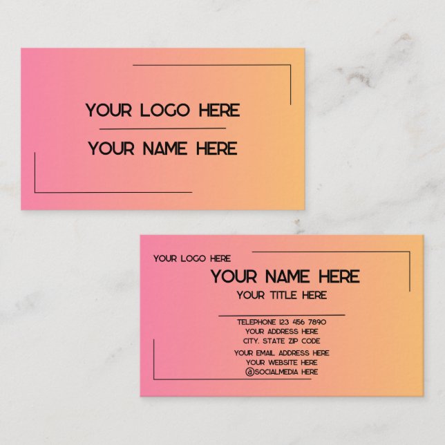 Custom Logo Name Minimalist Modern Professional Business Card (Front/Back)