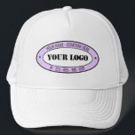Custom Logo Name Phone Promotional Business Stamp Trucker Hat<br><div class="desc">Custom Name Business Logo Company Personalised Text Promotional Professional Customisable Stamp Gift - Add Your Logo - Image - Photo / Name - Company / Website or Phone or E-mail - Comtact Info or Address - Resize and move or remove and add elements - image / text with customisation tool....</div>
