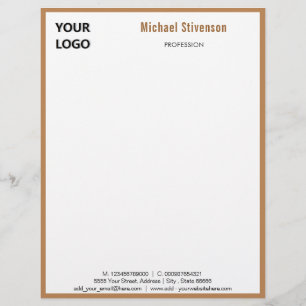 Custom Logo Name Profession Address Gold Framed Letterhead