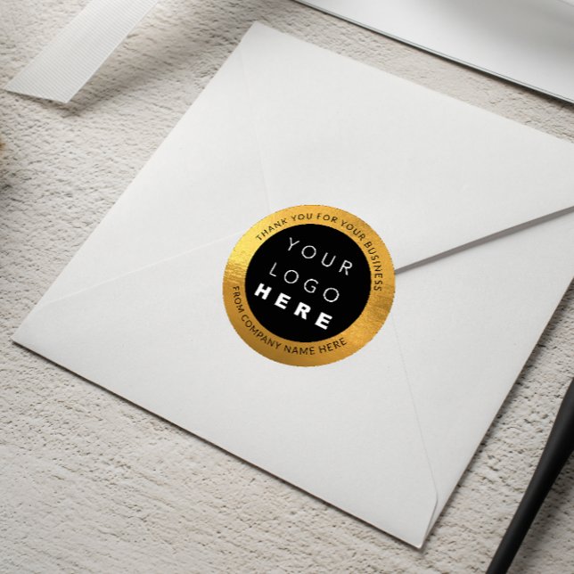 Custom Logo Name Web Golden Foil  Thank You Classic Round Sticker (Custom Logo Name Web Golden Foil Thank You Classic Round Sticker)