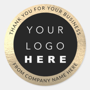 Custom Logo Name Web Golden Foil Thank You Classic Round Sticker