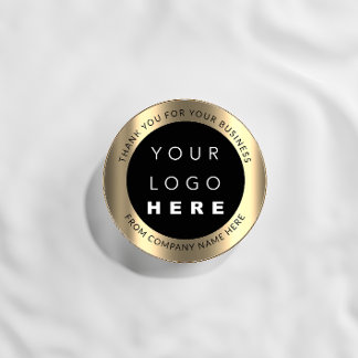 Custom Logo Name Web Golden Modern Thank You Classic Round Sticker