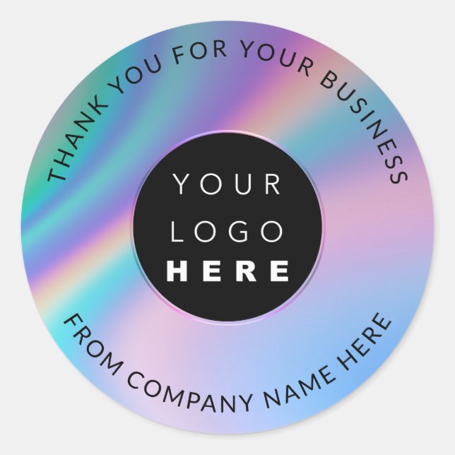 Custom Logo Name Web Holograph Thank Rose Classic Round Sticker (Front)
