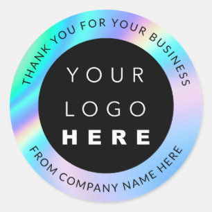 Custom Logo Name Web Holograph Thank You Classic R Round Sticker
