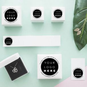 Custom Logo Name Web Modern WhiteThank You Classic Round Sticker