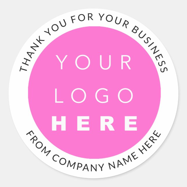 Custom Logo Name Web Pink Thank You White Classic Round Sticker (Front)