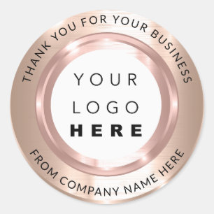 Custom Logo Name Web Rose BlushThank You Classic Round Sticker