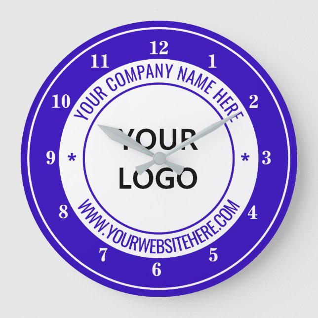 Custom Logo Name Website Colour Personalised - Blu Large Clock (Front)