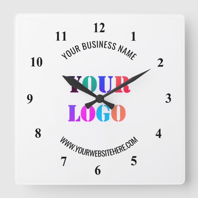 Custom Logo Name Website Promotional Personalised  Square Wall Clock (Front)