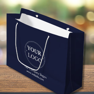 Custom Logo Navy Blue Business Branded Large Gift Bag