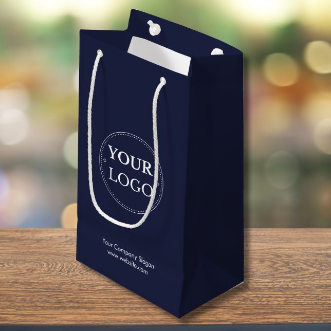 Custom Logo Navy Blue Business Branded Medium Gift Bag (Creator Uploaded)