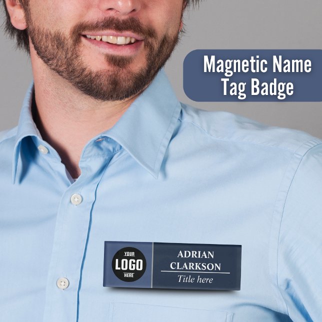 Custom Logo Navy Blue Magnetic Name Tag Badge (Custom Logo Navy Blue Magnetic Name Tag Badge)
