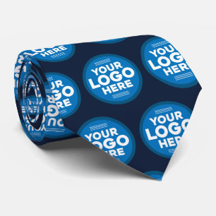 Custom Logo Navy Blue Tie - Professional Branded
