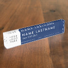 Custom Logo Navy Blue White Desk Nameplate