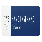 Custom Logo Navy Blue White Desk Nameplate