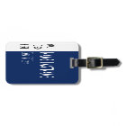 Custom Logo Navy Blue White Desk Nameplate