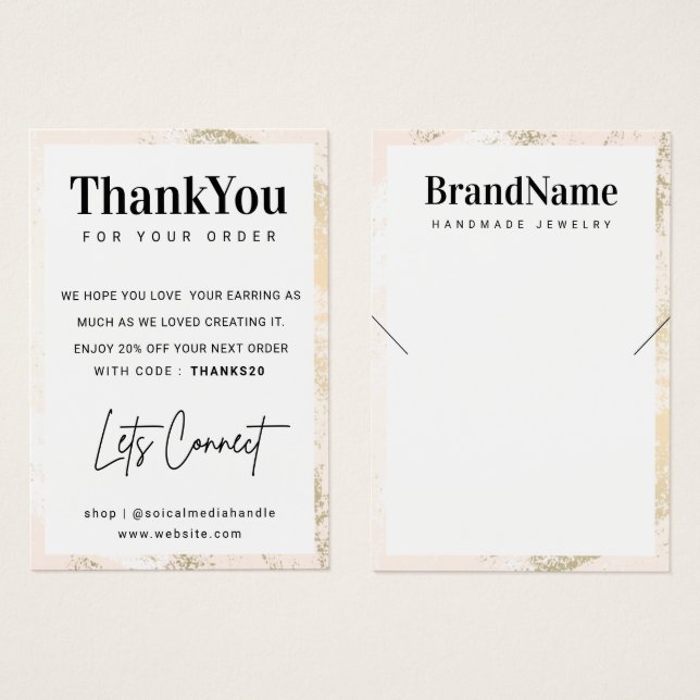 Custom Logo Necklace Display Thank You Card (Front & Back)