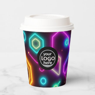 Custom Logo Neon Geometric Paper Cup 8oz