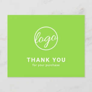 Custom Logo Neon Lime Green Budget Thank You Card