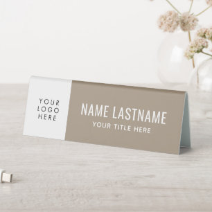 Custom Logo Neutral Beige Simple Minimalist Name