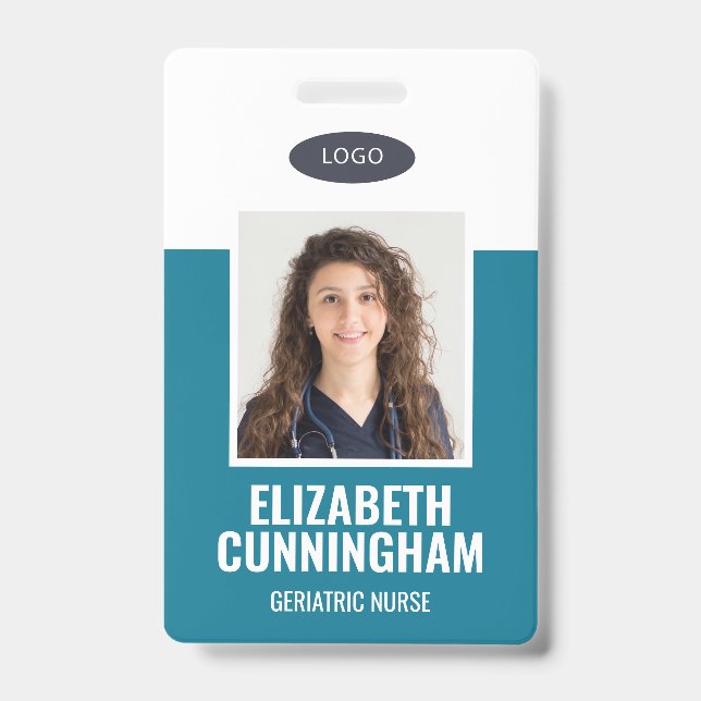 Custom Logo Nurse Doctor Name Barcode ID Badge (Front)