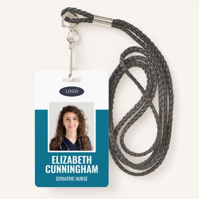 Custom Logo Nurse Doctor Name Barcode ID Badge (Front with Lanyard)