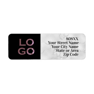 Custom Logo on Black with Marble Return Address Label