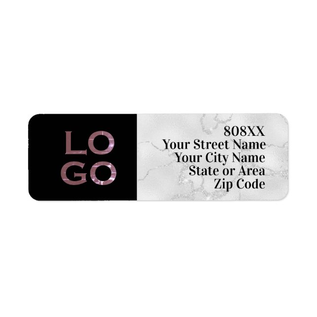 Custom Logo on Black with Marble Return Address Label (Front)
