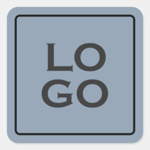 Custom Logo on Dusty Blue with Frame Square Sticker