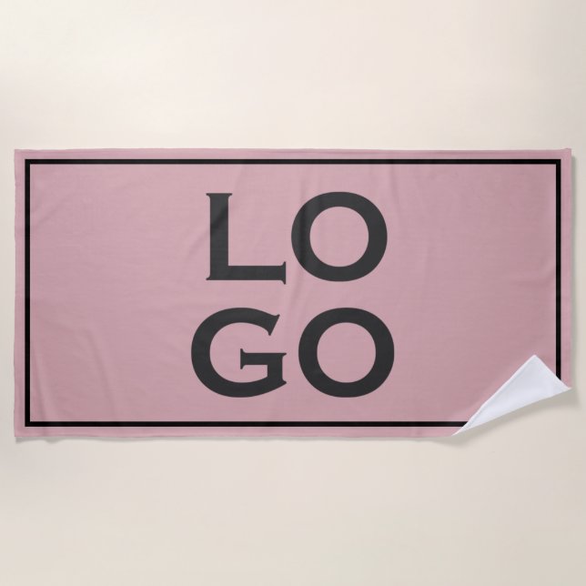 Custom Logo on Dusty Pink with Frame Beach Towel (Front)