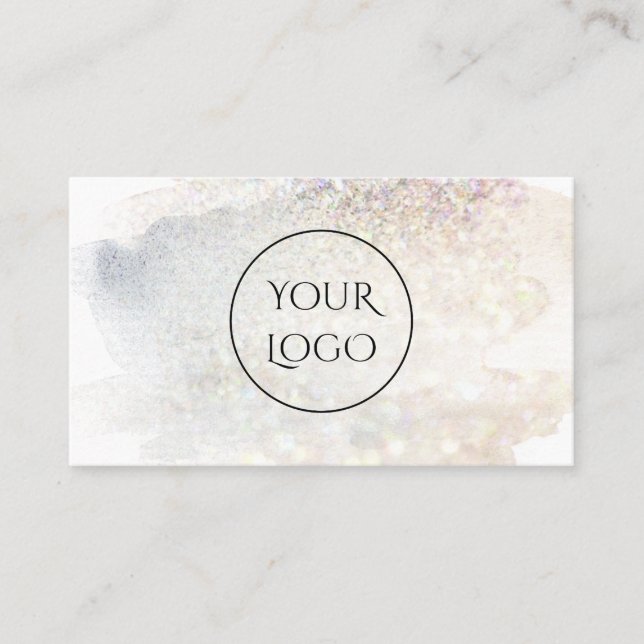 custom logo on glitter watercolor business card (Front)