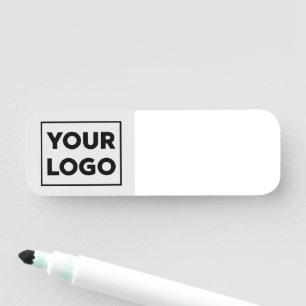 Custom Logo on Light Grey Reusable Dry Erase Name Tag