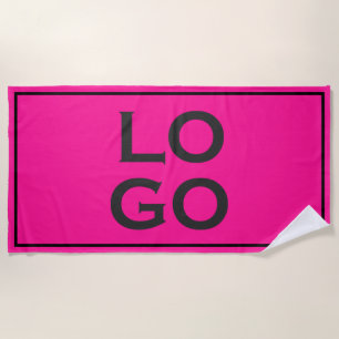 Custom Logo on Neon Pink with Frame Beach Towel