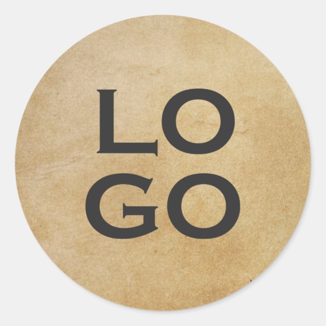 Custom Logo on Rustic Parchment Classic Round Sticker (Front)