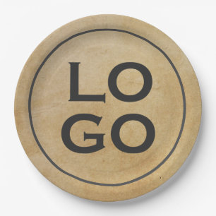 Custom Logo on Rustic Parchment Paper Plate