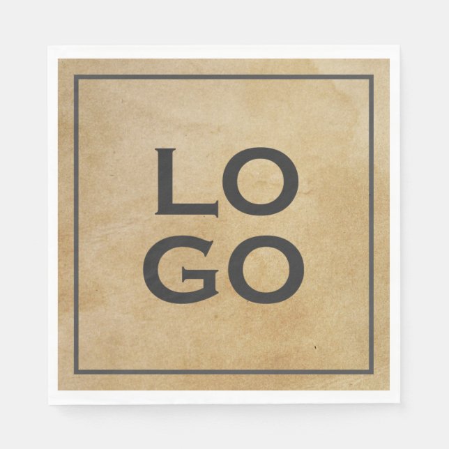 Custom Logo on Rustic Parchment with Frame Napkin (Front)