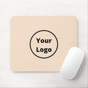 Custom logo on tiny white dots on blush mouse pad
