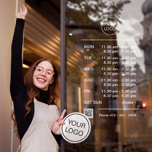 Custom Logo Opening Hours With Break QR Code