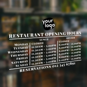  Custom Logo Opening Lunch Dinner Hours Restaurant
