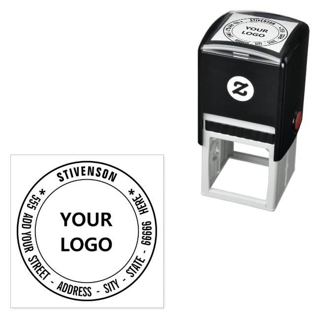 Custom Logo or Photo Address Round Stamp Template (In Situ)