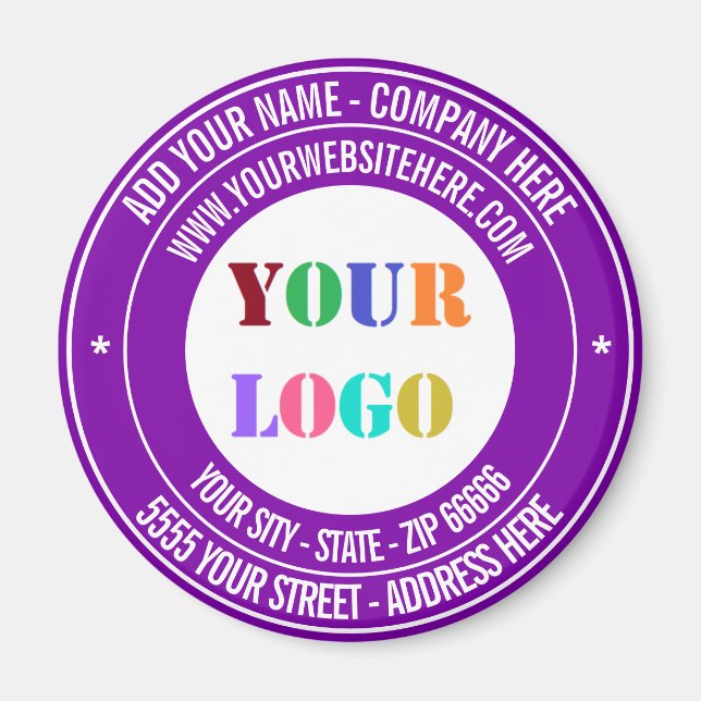 Custom Logo or Photo and Text Magnet - Your Colour (Front)