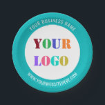 Custom Logo or Photo and Text Paper Plates Example<br><div class="desc">Custom Colours and Fonts - Design Your Own Personalised Party Plates Example with Your Company Logo or Photo and Name Website or Custom Text Branded Promotional Business or Modern Wedding - Party Paper Plates / Supplies Gift - Add Your Logo / Image - Photo or QR Code / and Text...</div>