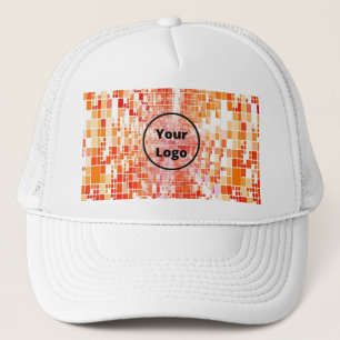 Custom logo orange whirl blocks trucker hat