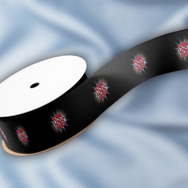 Custom Logo Pattern Black Promotional 1.5" Grosgrain Ribbon (Creator Uploaded)