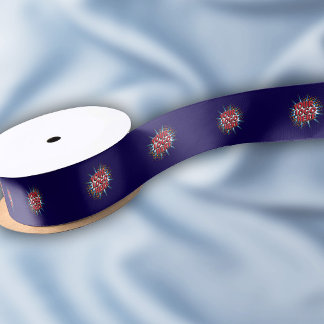 Custom Logo Pattern Blue Promotional 1.5" Satin Ribbon