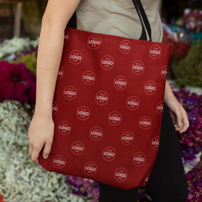 Custom Logo Pattern Burgundy Promotional Tote Bag (Creator Uploaded)