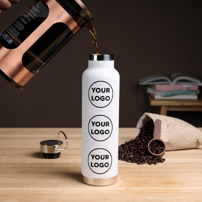 Custom Logo Pattern on White Water Bottle (Coffee)